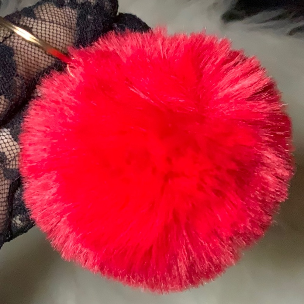 Red Fluffy Pom Pom Keychain/ bag charm(NWOT)
